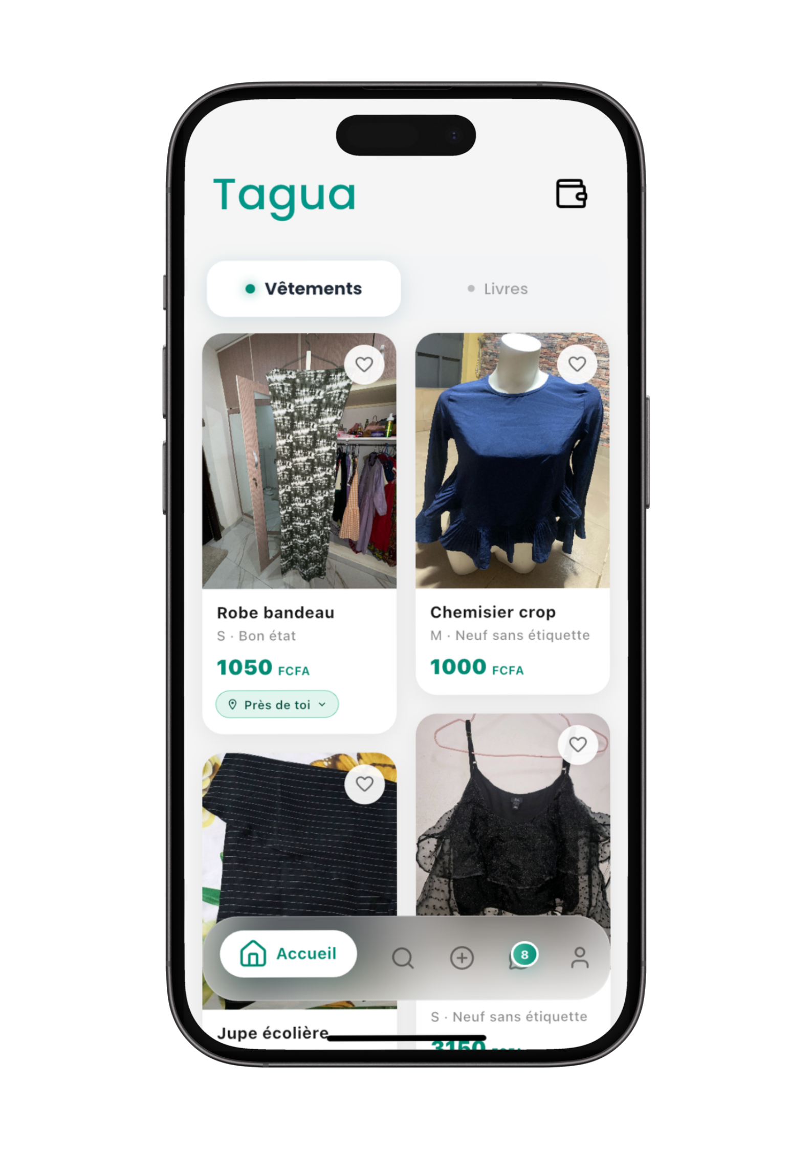 Aperçu de l'application Tagua